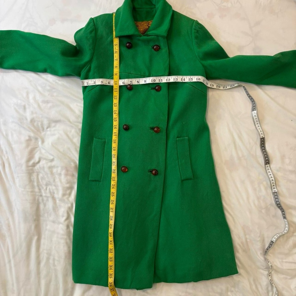 Green Wool Double-Breasted Pea Coat Vintage 1950s/1960s - Picture 5 of 8